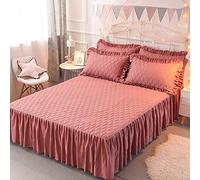 Comfortable Bed Skirt Non-slip Bed Cover Valance Skirt Fitted Bed Sheet 3PCS Bedding Set Adult Children Bedroom Decoration Bedspread With 2 Pillowcases 48x74cm,Blue-Single:150x200cm