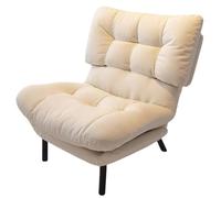 Comfortable Bedroom Chair for Small Spaces with Ottoman Adjustable Backrest Double Thickened Cushion Ideal Reading Chair for Living Room & Apartment - White