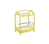 Comfortable Bird Cage Square Metal Display Cage Parrot Cage Yellow Single Decorative Cage for Parrots and Canaries. Practical