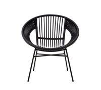 Comfortable Black Natural Rattan And Iron Black Arm Chair, Stylish Outdoor Chair, Versatile Dining Chair