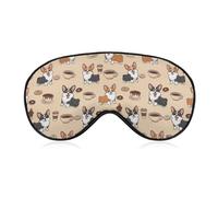 Comfortable Blindfold Eyeshade, Soft Sleep Masks, BlockLight, Blackout Sleeping Eye Mask (Coffee Corgi)