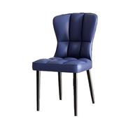 Comfortable Blue Upholstered Dining Chair with Black Tapered Legs Perfect for Kitchen Office and Makeup Station - Stylish Multi-Scene Furniture