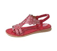 Comfortable Bohemian Flat Sandals For Women, Open Toe Rhinestone Strap Sandal, Quick-Drying And Lightweight Sliders, Adjustable Strap Anti Slip Shoes for Wedding Ceremony And Bridal Party
