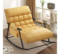 Comfortable Breathable Rocking Chair - Modern Zero Gravity Garden Lounger with Soft Cushion, Armrests, Side Pockets, Adjustable Angle for Bedroom & Living Room