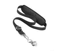 Comfortable carrying strap for lawn care equipment with adjustable fit and construction for long term outdoor use