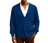 Comfortable Casual Cardigan Navy Black Beige Casual Winter Comfy Long Sleeve Jacket Mens Baggy Deep Neck Button Solid Cable Knit Cardigan Mens Royal Blue XXL