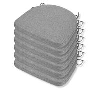 Comfortable Chair Cushions - 44x43x5cm Thick Foam Padding with Removable Cover and Secure Ties - Durable Seat Pad for Indoor/Outdoor Home, Patio, Garden - Portuguese Premium Fabric (Grey, Pack of 6)