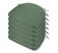 Comfortable Chair Cushions - 44x43x5cm Thick Foam Padding with Removable Cover and Secure Ties - Durable Seat Pad for Indoor/Outdoor Home, Patio, Garden - Portuguese Premium Fabric (Forest, Pack of 6)