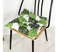 Comfortable Chair Pads with Ties - Set of 2 Non-Slip Cushions for Dining, Patio, Garden, Office - Stylish Banana Leaf Design, 45x45cm Seat Cushions for Indoor & Outdoor Use