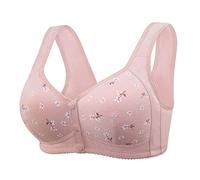 Comfortable Daisy Bra for Seniors, Comfortable Front Closure Button Bra Cotton Bras Compression Everyday Bra Wirefree High Impact Wireless Sports Bra for Older Women UK Sale Clearance Pink
