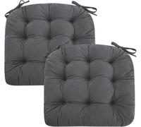 Comfortable Dining Chair Cushions Set Of 2, 7cm Thick Reversible Seat Pads With Ties, Soft Indoor/outdoor Chair Pads For Kitchen & Garden, Turfted Design Grey 50 x 50 cm