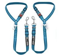 Comfortable Dog Seat Belt Harness for Car - 2-in-1 Leash and Restraint Secures to Headrest. Adjustable Bungee, Strong, Durable, 360 Degree Swivel Attach Won't Twist, Reflective, Easy to Use (Blue)