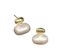 Comfortable Double Tone Brushed Alloy Earrings Portable Contemporary Design for Sensitive Skin Comfortable Earrings