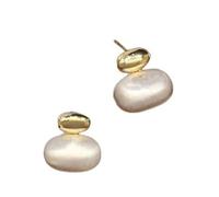 Comfortable Double Tone Brushed Alloy Earrings Portable Contemporary Design for Sensitive Skin Comfortable Earrings