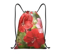 Comfortable Drawstring Bag Red Geranium Flower Swim Bags Eco Friendly Trainer Bags for Beach Women Children 36X42cm