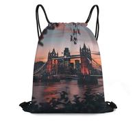 Comfortable Drawstring Gym Bag Tower Bridge The Sunset London England UK Cinch Sack Eco Friendly Gym Backpack for Travel Yoga School 36X42cm