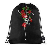 Comfortable Drawstring Swimming Bag Faith Jesus Christianty Vertical Cross Religious Gym Backpack Personalised String Sackpack For Girls Beach Yoga 36X42Cm