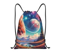 Comfortable Drawstring Swimming Bag Galaxy Nature Planet Print String Sackpack Unisex Gym Backpack for Teenager School Activities 36X42cm