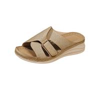 Comfortable Easy Slip On Women's Walking Shoe Lightweight Comfortable Orthopedic Breathable Mesh Slipper Funky Minimalist Slipper Outdoor Relaxing Flip Flop, khaki, 9.5 UK