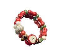 Comfortable Elastic Band Ceramic Bead Featuring Rainbow Colors Fashion Statement for Gift Giving Ceramic Wristband