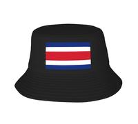 Comfortable Flag of Costa Rica Bucket Hat with Double Layer Sun Protection Easy Carry Suitable for Various Outdoor Activities Black