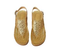 Comfortable Flat Sandals for Women Sandals Size 6 Women's Summer Romanesque One Line Buckle Strap Large Gold Wedge for Womens Sandles Size 7 (Gold,7.5)