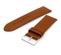 Comfortable Flexible Leather Watch Strap Band Buffalo Grain 24mm Width Tan with Chrome (Silver Colour) Buckle R615s