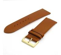 Comfortable Flexible Leather Watch Strap Band Buffalo Grain 24mm Width Tan with Gilt (Gold Colour) Buckle R615g