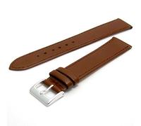 Comfortable Flexible Leather Watch Strap Band Buffalo Grain Extra Long 20mm Brown with Chrome (Silver Colour) Buckle X614/20s