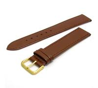 Comfortable Flexible Leather Watch Strap Band Buffalo Grain Extra Long 20mm Brown with Gilt (Gold Colour) Buckle X614/20g