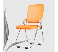 Comfortable Folding Chair with Backrest Non-Slip Kitchen Dining Chair Portable Home Office Stool 45cm Seat Height Ergonomic Design (Orange)