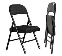 Comfortable Folding Office Chair - Stackable Metal e with Padded Seats, Portable Design for Kitchen & Office Guests, Black Mesh Fabric Dining Chairs