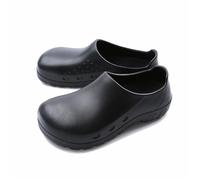 Comfortable Food Service Shoes, Men Anti-Smash Puncture Proof Non Slip Breathable Safety Chef Work Shoes, Anti Kick and Anti-Collision Oil Water Resistant Wide Chef Shoes(4.5 UK) Black