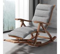 Comfortable Grey Reclining Rocking Chair with Footrest - Foldable Upholstered Lounge Chair for Living Room Garden & Beach with Plush Cushions