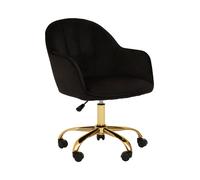 Comfortable Grey Velvet And Gold Base Home Office Chair, Ergonomic Work From Home Chair, Movable Chair Premier Housewares Black One Size