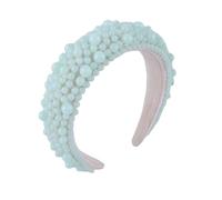Comfortable Hair Accessory Imitation Pearl Hoop Headband Flexible Adjustable for Women Retro Charm Design Stretchable Faux Mint Green