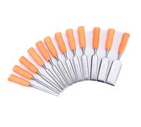 Comfortable Handle with Metal Spikes, Professional Carpentry Carving Chisel DIY Woodworking Tools,12Pcs Wood Flat Chisel Set