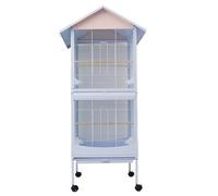 Comfortable House Shaped Multi Layer Bird Cage with Pull out Trays Rolling Casters Multiple Small Birds Practical