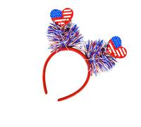 Comfortable Independence Day celebration headband with double hearts and patriotic striped hair embellishments is a hair accessory for different ages