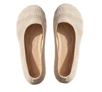 Comfortable Knit Loafers-All-Season Comfort Shoes, Women's Lightweight Breathable Casual Boat Ballet Flats (Beige, Adult, Women, 4, Numeric, UK Footwear Size System, Medium)