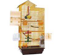 Comfortable Large Bird Cage, Multifunctional Metal Breeding Ornamental Birdcage, Flight Bird Cage Built-In Adjusted Hanging Wooden Pet Cage