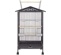 Comfortable Large Metal Bird Cage, Wrought Iron Birdcage With 4 Wheels, Easy To Clean Flight Bird Cage For Small And Medium Birds Pet Cage,A