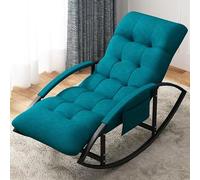 Comfortable Leisure Rocking Chair & Footstool Set Modern Arc Design with Soft Cushions Breathable Bedroom & Living Room Lounge Armrests & Side Pockets Zero Gravity Relaxation.