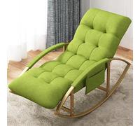 Comfortable Leisure Rocking Chair & Footstool Set - Modern Breathable Arc Cushion Rocker for Living Room & Bedroom Stylish Armrests Garden Lounger with Side Pockets Zero Gravity Relaxation