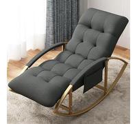 Comfortable Leisure Rocking Chair & Footstool Set Modern Breathable Arc Cushion Rocker for Living Room & Bedroom Stylish Garden Lounger with Armrests & Side Pockets Zero Gravity Design