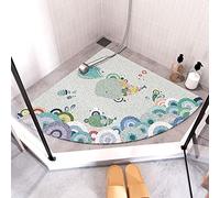 Comfortable Loofah Corner Shower Mat with Drain, Non Slip Shower Mats for Inside Shower, Quick Dry Bath Mats for Round and Square Shower, Shower Mat Non Slip Anti Mould,B,70x70cm（27.5x27.5"）