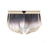 Comfortable Low Waist Boxer Shorts for Men with Striped Pattern, Breathable Material, and U Convex Pouch Trunks Underwear (XL Black)