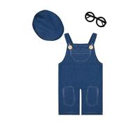 Comfortable Machine Washable Polyester Newborn Photo Outfit Jeans Overalls for Photography Photoshoots Baby Photography Costume Polyester