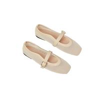 Comfortable Mary Jane Style Mesh Ballet Flats with Square Toe and Buckle Strap, Ideal for Office, Elegant Weddings, and Special Party Events