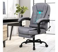 Comfortable Mesh Office Chair,Ergonomic Desk Chairs For Home,Massage With Footrest 150° Recliner Gaming Padded Linen Fabric Swivel,Grey
